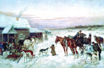 Nikolai Sverchkov en la caza de invierno. Pinturas al óleo